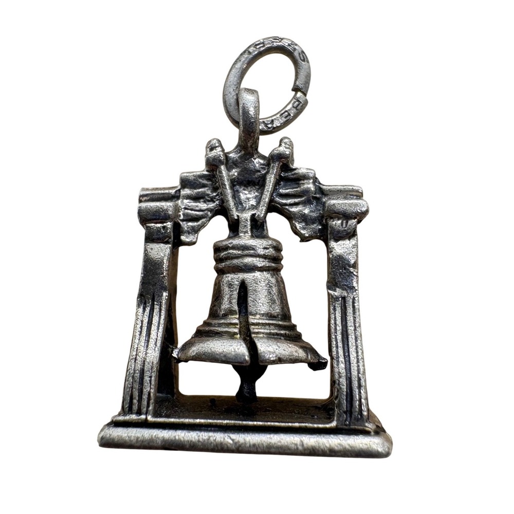 Vintage Beau Sterling Silver Liberty Bell Charm Pendant Philadelphia Souvenir